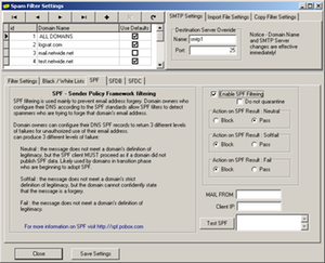 SPF Filter settings can be applied to individual domains